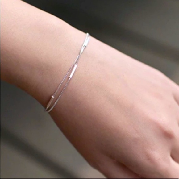 NEW Sterling Silver Double Bar Chain Bracelet - Picture 3 of 10